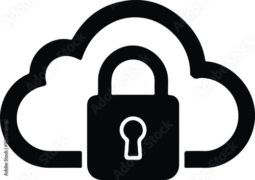 Cloud security concept with a lock on a cloud representing data protection and secure online storage
