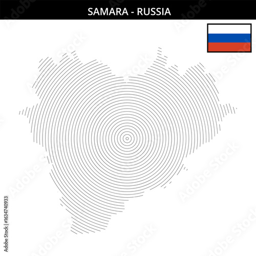 Samara Russia with geographical maps and flag