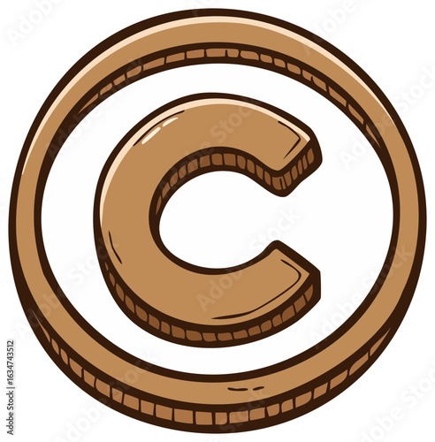 Drawn Copyright Symbol Circle Letter C Brown Tone