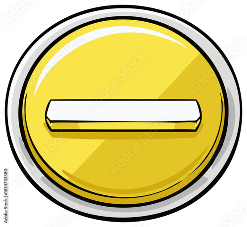 Cartoon style illustration of a yellow minus sign symbol with a white outline.