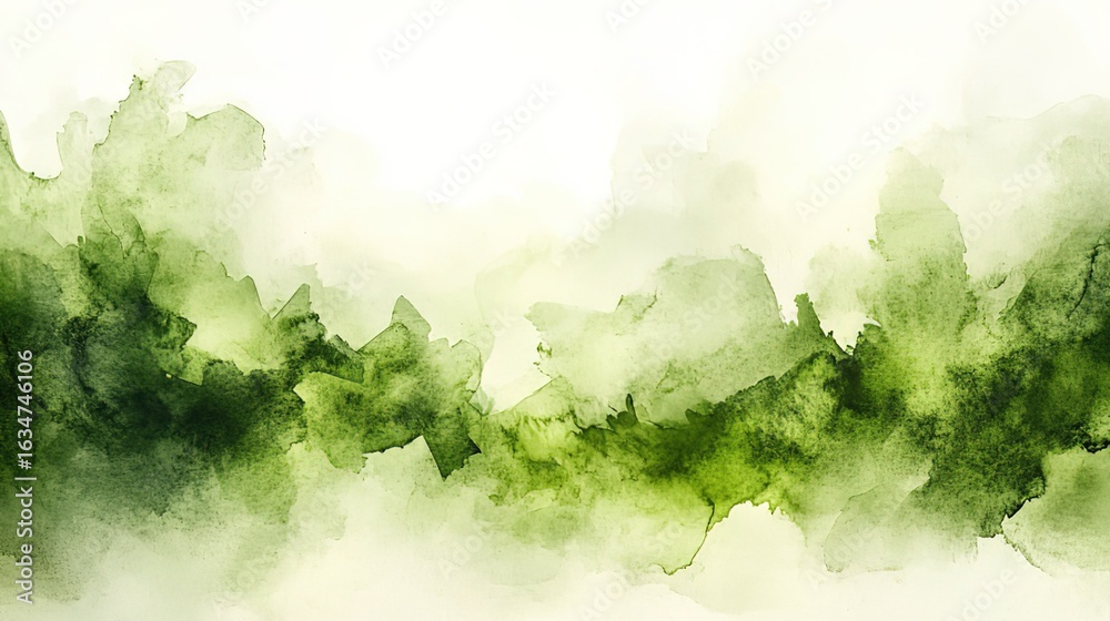 Fototapeta premium Green Watercolor Wash Background for Design Projects 