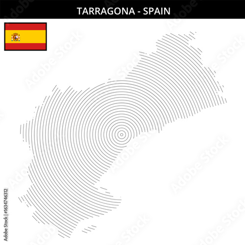 Tarragona with its distinctive outline map and flag