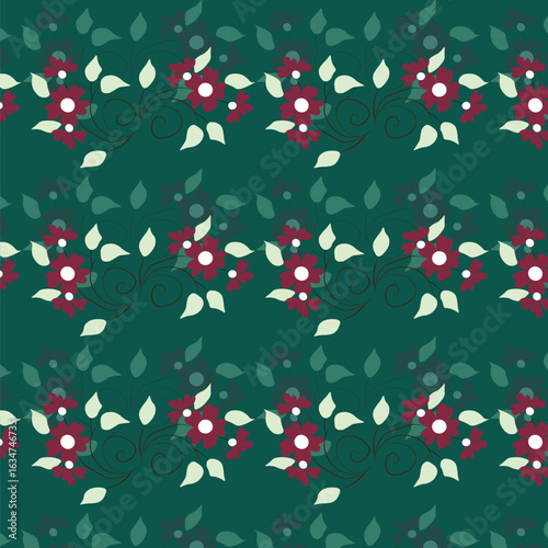 Cheerful Flower Pattern with Daisies and Tulips on Beige