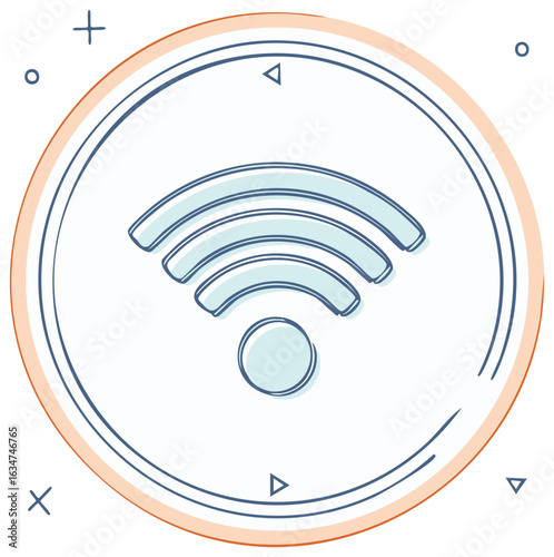 Wifi Icon Round Doodle Style Illustration Wireless Internet Connection Symbol