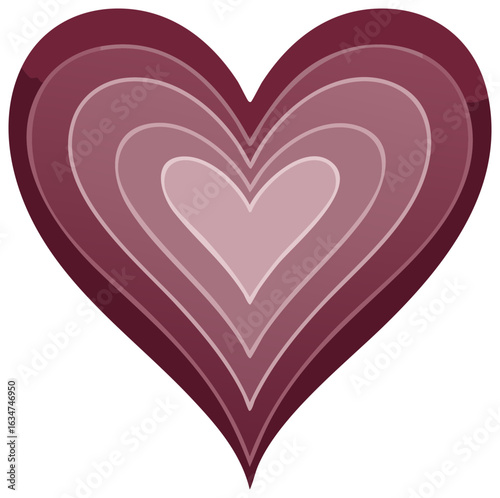 Maroon Heart Concentric Layers Valentine Romance Affection Love Symbol