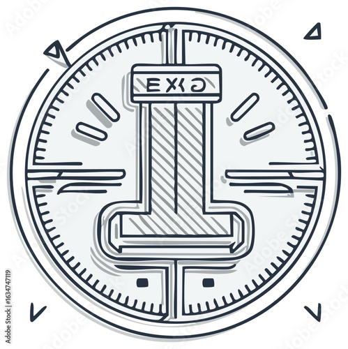 Stylized Compass Icon Design with Directional Elements Navigation Tool Illustration
