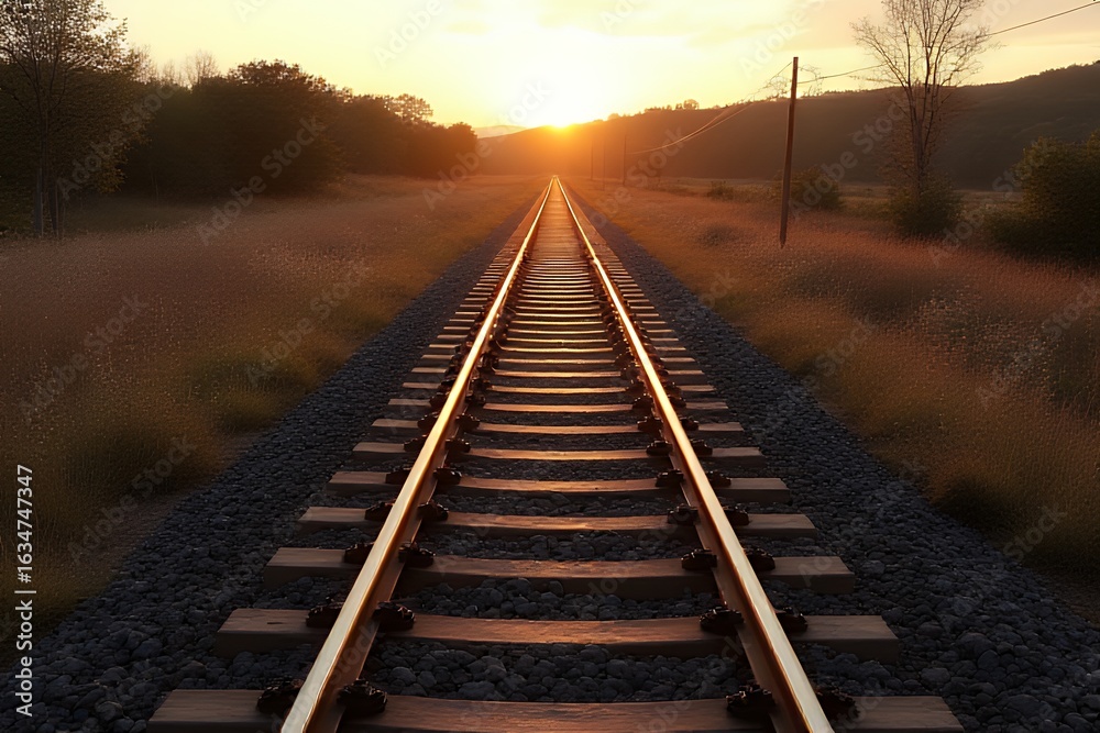 Fototapeta premium Golden Hour Railroad Tracks