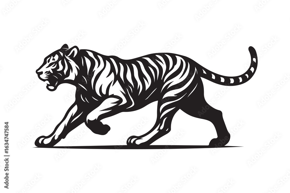 Obraz premium Powerful Tiger Roaring in Action