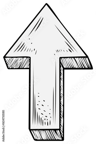 Hand Drawn Arrow Upward Direction Pointing Drawing Sign Symbol Illustration