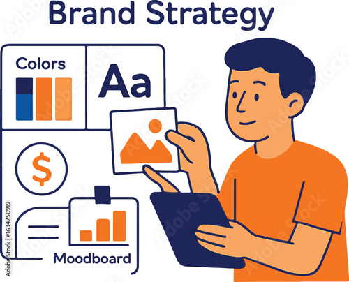Brand strategist creating mood boards Illustration