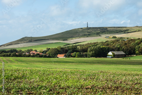 view on the rolling landscape of the Gap Griz region in Northern France near the English Channel