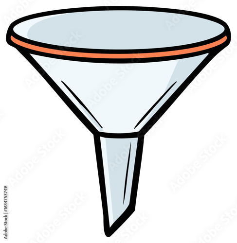 Simple Illustrated Funnel with Orange Ring for Filtering and Transferring Liquids
