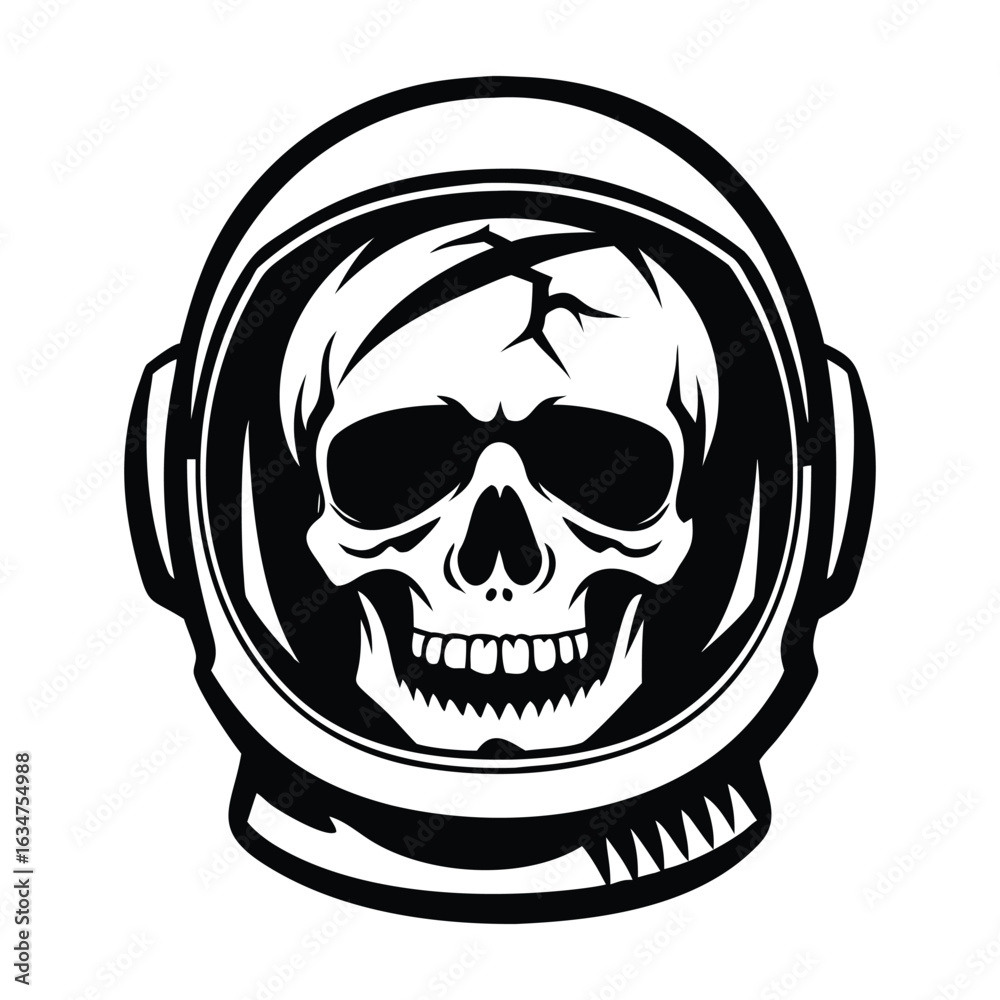 Fototapeta premium Astronaut Skull Silhouette Illustration