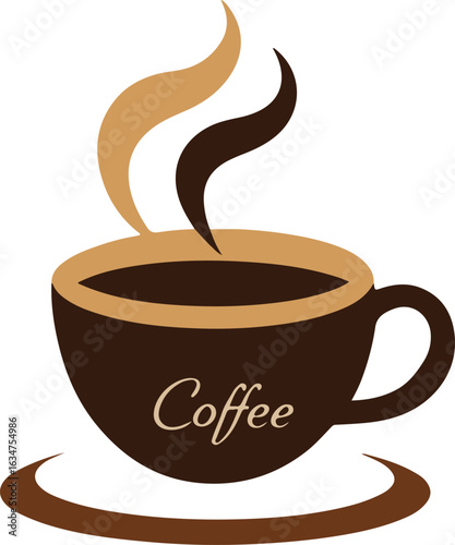 Elegant Illustration of a Coffee Cup with Steam Rising