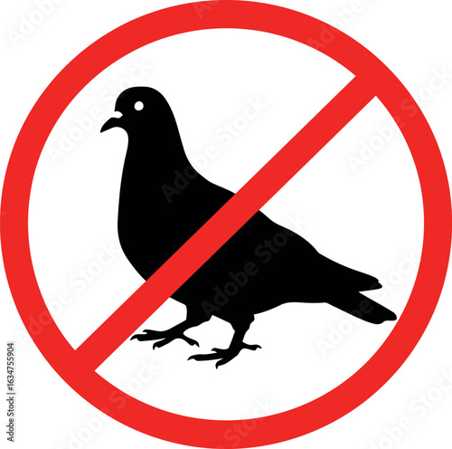 No pigeons sign bird control warning