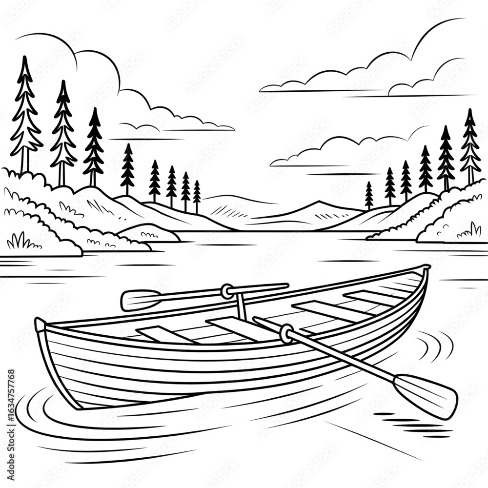 Fototapeta premium fishing boat in the mountain sea