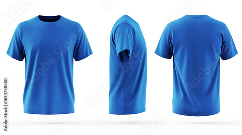 Stylish blackish blue t-shirt mock-up template with realistic perspective. T-shirt mock up for showing off clothing or logo designs on all sides.