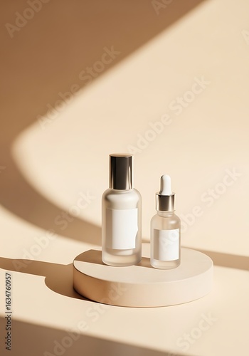 Wallpaper Mural Elegant Skincare Product Mockup: Two Bottles on a Minimalist Pedestal

 Torontodigital.ca