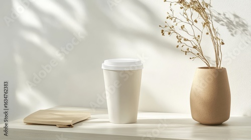 Cardboard coffee cup mockup in a clean modern design