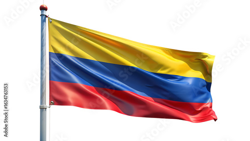 Colombian flag waving on a flagpole isolated on transparent background Free Download Colombian flag waving on a flagpole isolated on transparent background - GFXLoad