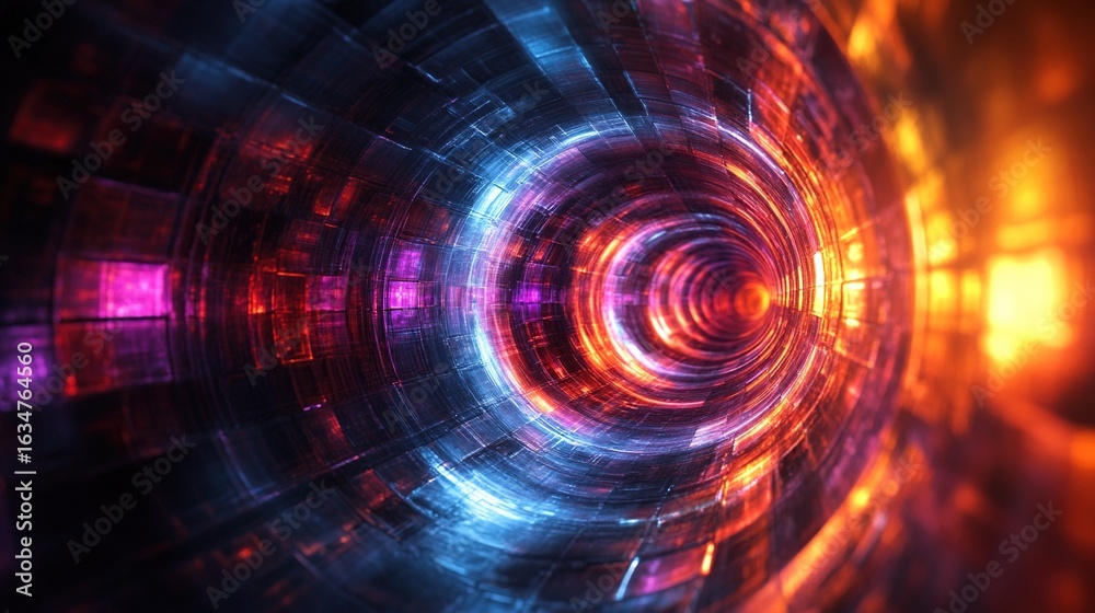 Fototapeta premium Photonic Crystal Optics: Inverse Opal Refracting Visible Spectra with Bandgap Light Rings & FDTD-Simulated EM Fields - Nanophotonic Art 