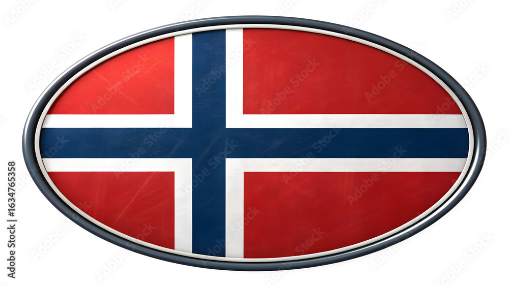 Obraz premium Oval shaped norway flag isolated on transparent background