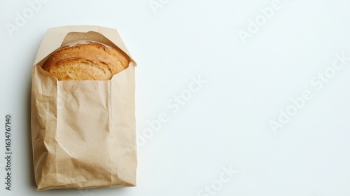 Rustic brown kraft bag holding crusty bread