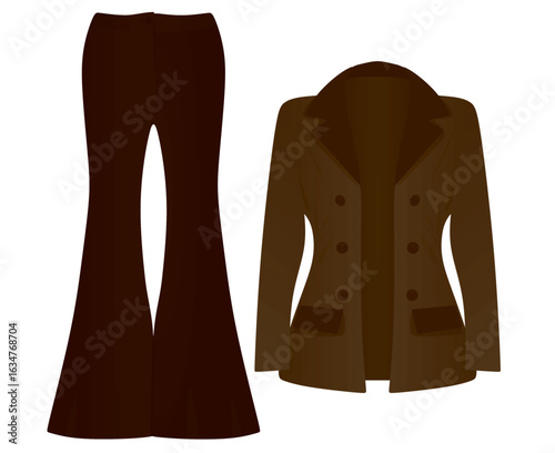 Brown woman suit and trousers. vector illustration	
