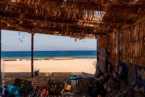 The beach from inside a hut in dahab Egypt 
