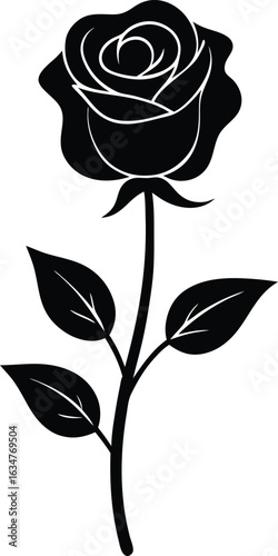 Elegant black silhouette of a single drooping flower