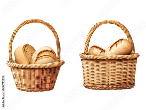  set of straw wicker classic retro basket for home 