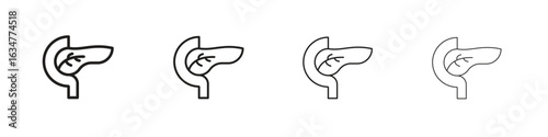 pancreas icons in black simple line elements.