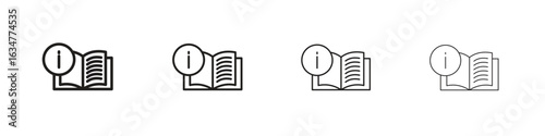 guide book icons in black simple line elements.