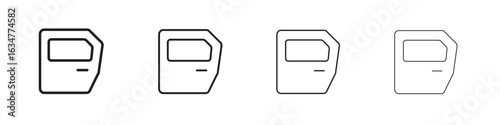 car door icons in black simple line elements.