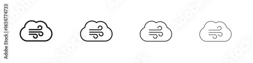 Wind clouds icons in black simple line elements.