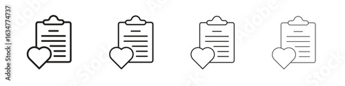 Wish list icons in black simple line elements.