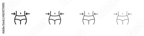 Weight loss icons in black simple line elements.