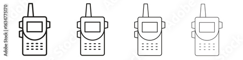 Walkie talkie icons in black simple line elements.