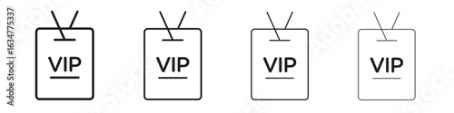 VIP neck tag icons in black simple line elements.