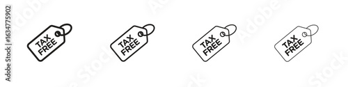 Tax free icons in black simple line elements.