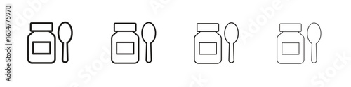 Syrup medicine bottle icons in black simple line elements.
