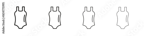 Swimsuit icons in black simple line elements.