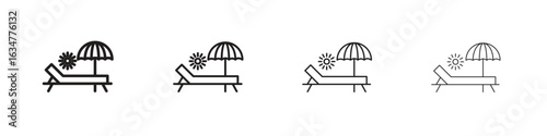 Sun bed icons in black simple line elements.