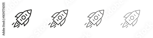Startup icons in black simple line elements.