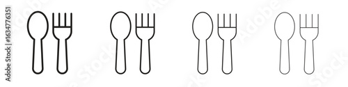 Spoon and Fork icons in black simple line elements.