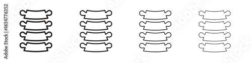 Spinal column icons in black simple line elements.