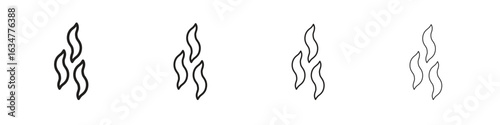 Smoke steam silhouette icons in black simple line elements.