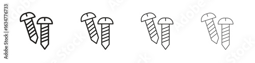 Screws icons in black simple line elements.