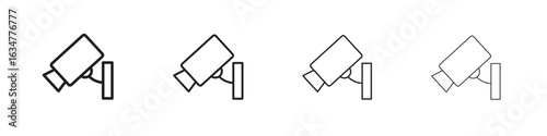 Security camera icons in black simple line elements.