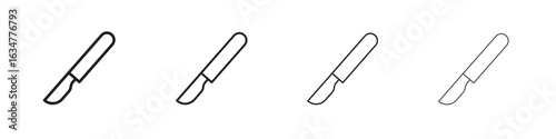 Scalpel icons in black simple line elements.